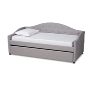 Baxton Studio Becker Modern and Contemporary Transitional Grey Fabric Upholstered Twin Size Daybed with Trundle